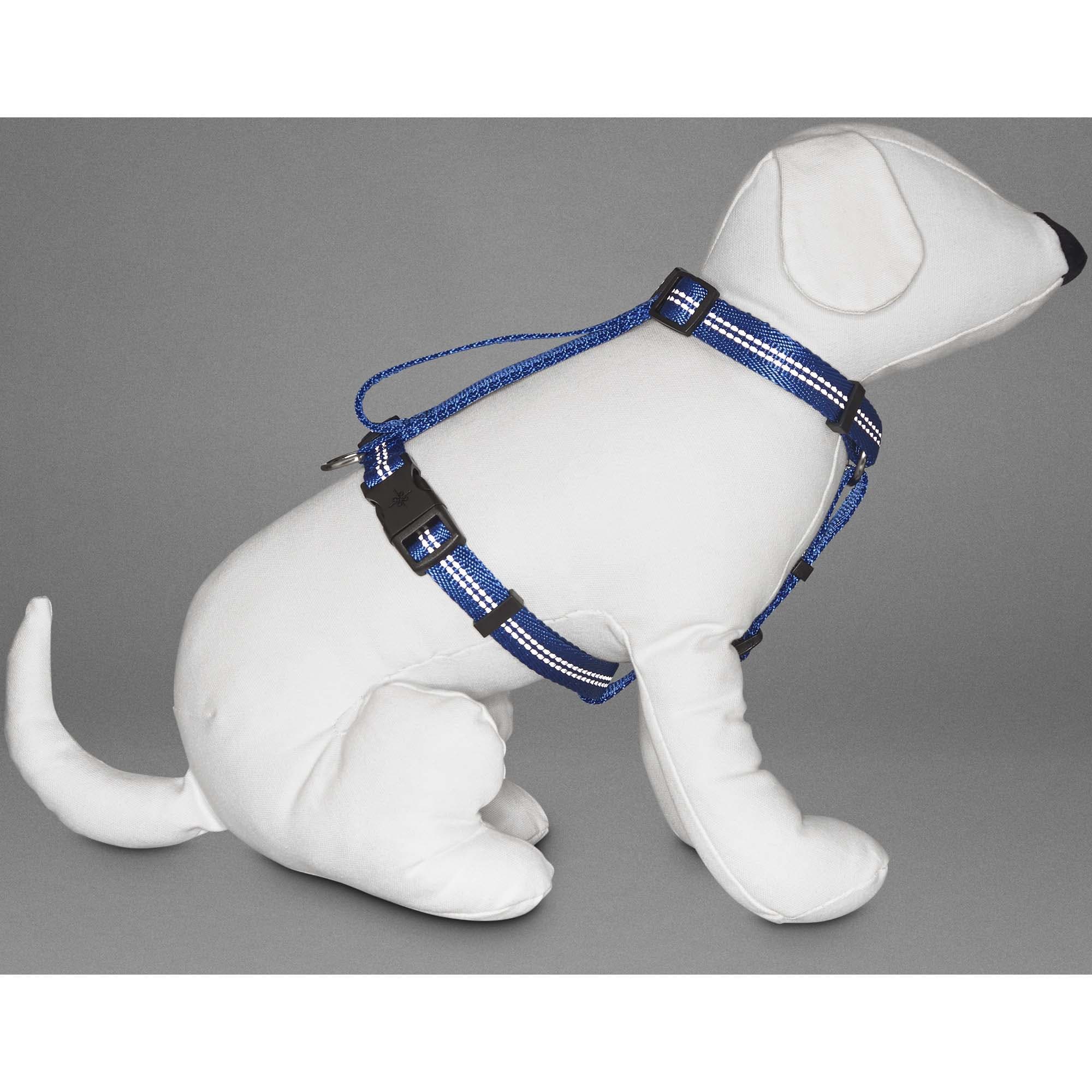 YOULY Reflective Adjustable Padded Blue Dog Harness， Small