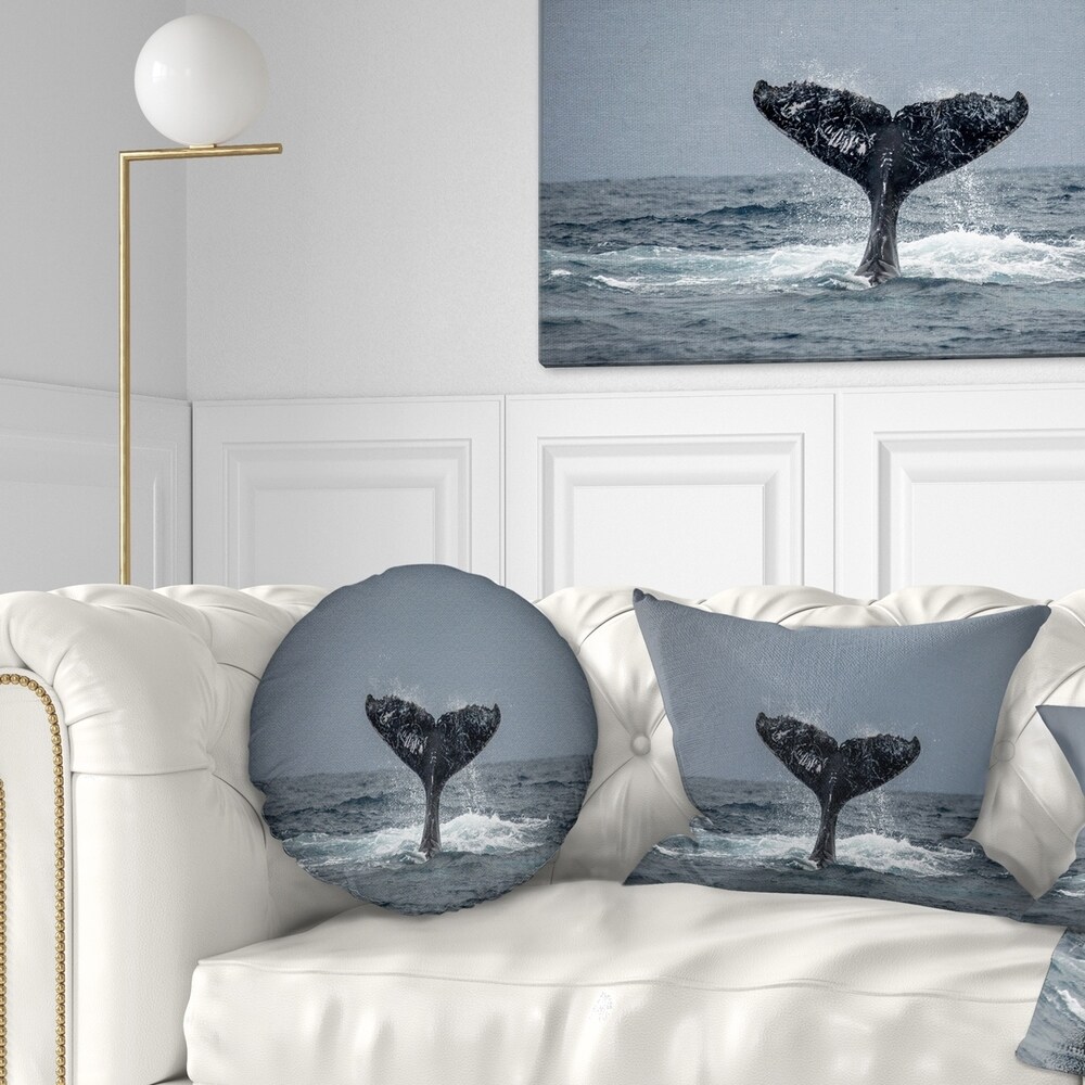 Designart 'Large Humpback Whale Tail' Animal Throw Pillow