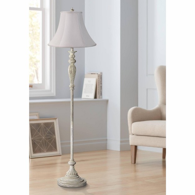 Tall Antique White Washed Fabric Bell Shade For Living Room Reading Office