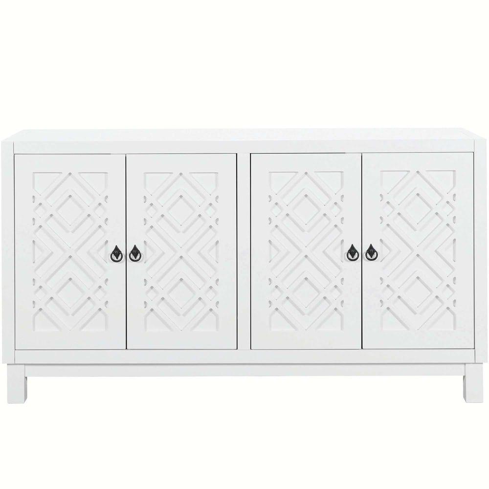 4 Door Buffet Cabinet with Pull Ring Handles