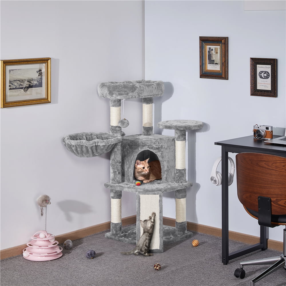 SmileMart 42"H Multilevel Cat Tree Tower with Condo and Perches, Light Gray