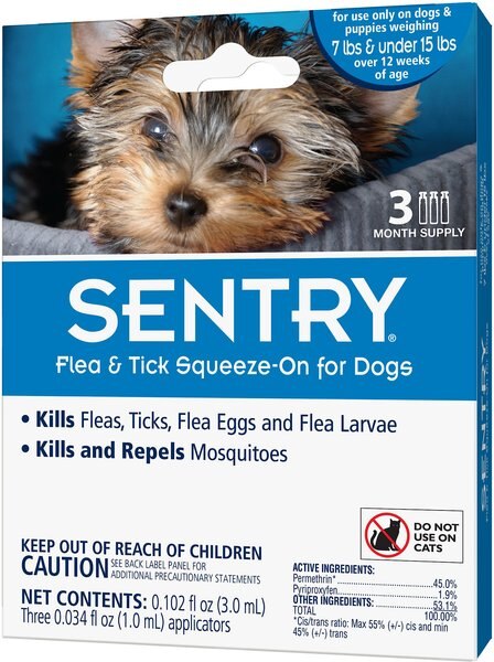 Sentry Flea and Tick Spot Treatment for Dogs， under 15 lbs