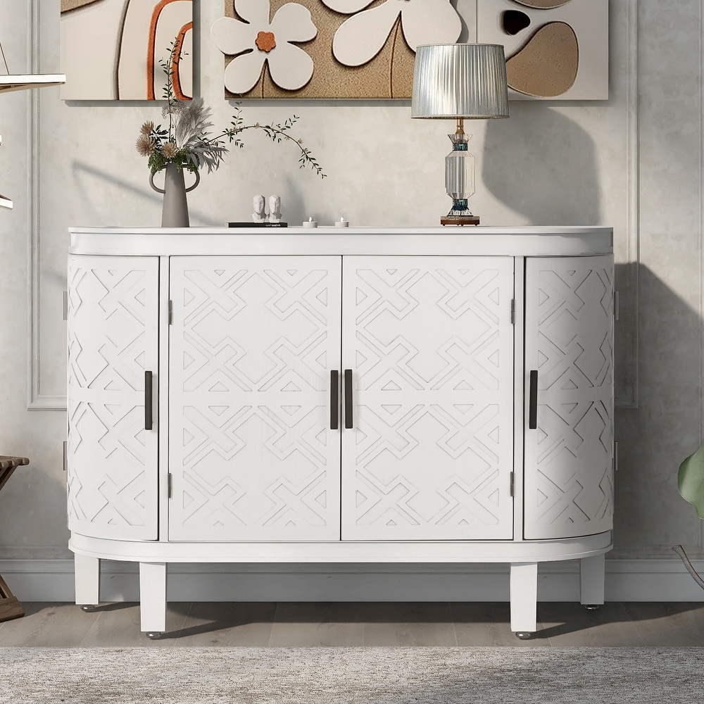 Accent Storage Cabinet Sideboard Wooden Cabinet with Antique Pattern Doors for Hallway  Entryway  Living Room Bedroom