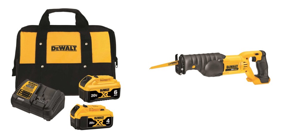 DEWALT 20V Max Reciprocating Saw and 20V MAX Lithium Ion Starter Kit Bundle