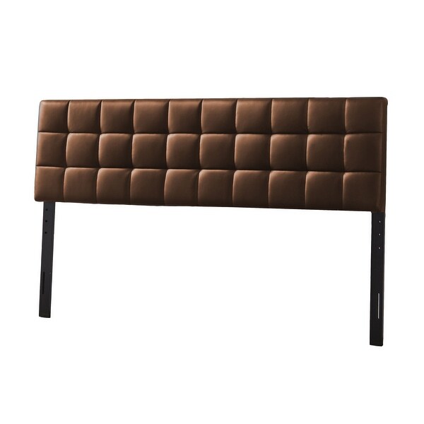 Varya Tufted Faux Leather Upholstered Panel Headboard (Brown/ Black) - - 32043380