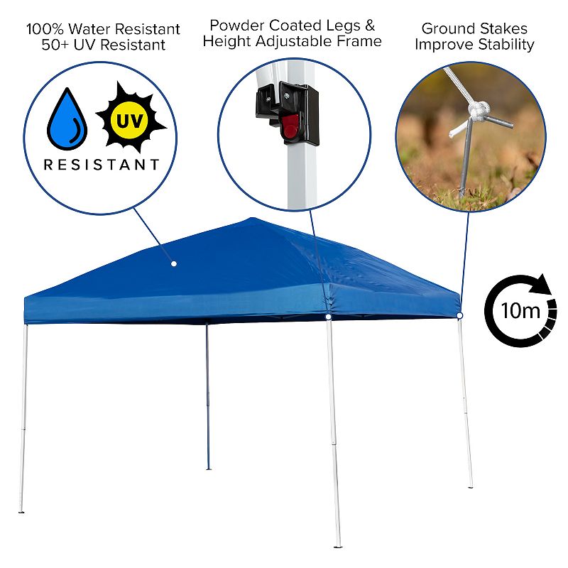 Flash Furniture Otis 10' x 10' Portable Pop-Up Canopy Tent with Folding Table and 4 Folding Chairs Set