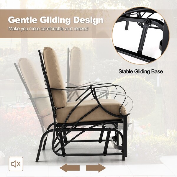 Gymax 2 Pieces Patio Glider Chair Outdoor Metal Glider w/ Seat and Back