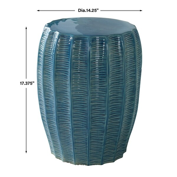 Uttermost Harbor Aqua Blue Garden Stool