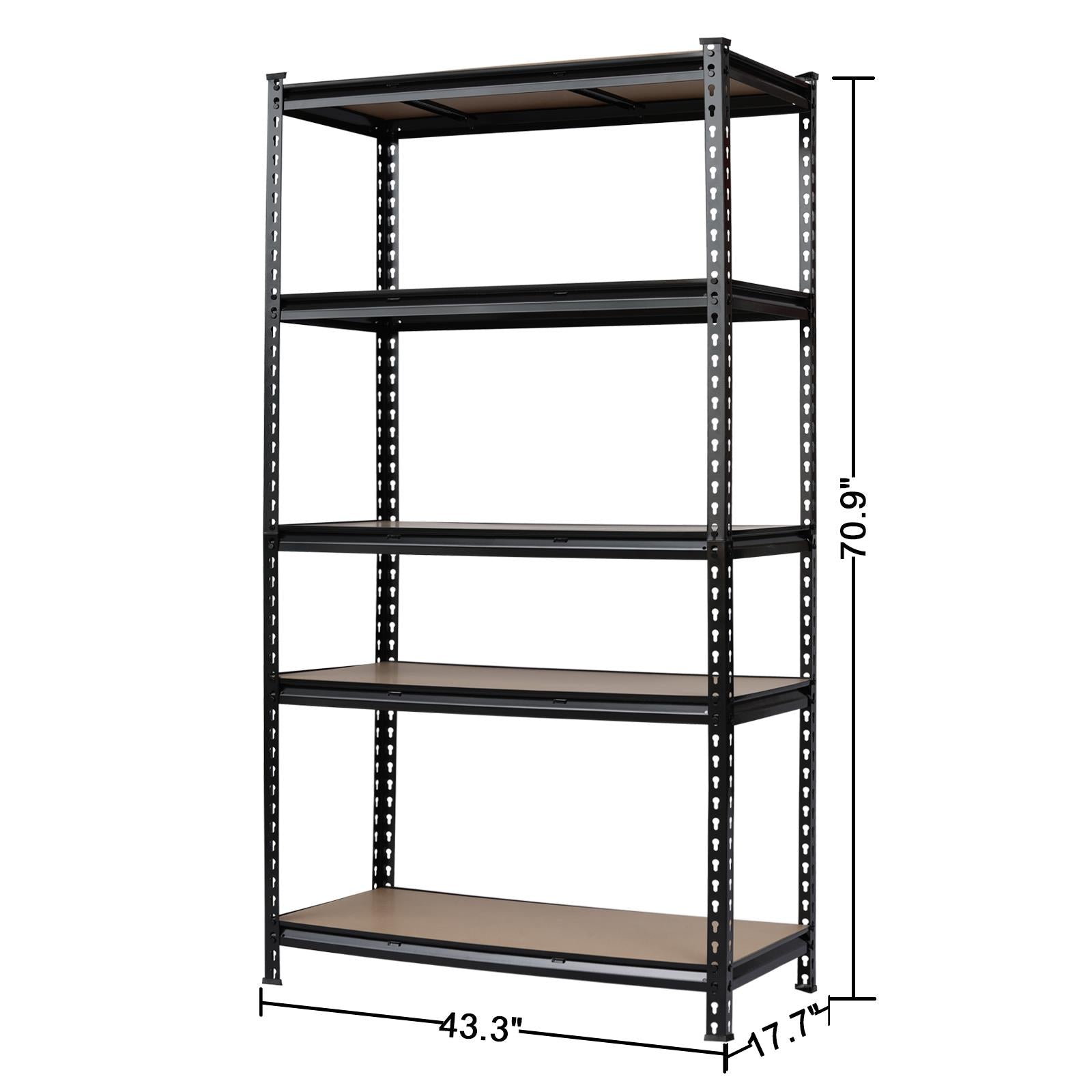 Zimtown 5-Shelf Steel Shelving Garage Storage Rack Organizer Black, 43