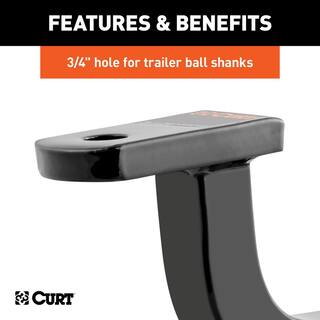 CURT Class 2 3500 lbs. 5 in. Rise Trailer Hitch Ball Mount Draw Bar (1-14 in. Shank 11-58 in. Long) 45015