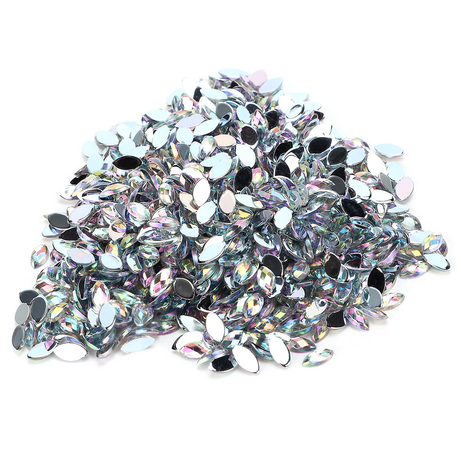 1000pcs Crafts Rhinestones Diy Horse Eye Shaped Fancy Flatback Glass Crystals Beads For Handicraft Decoration Gift01 White Ab