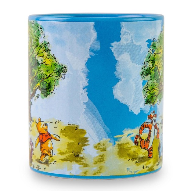 Silver Buffalo Disney Winnie The Pooh Group Walk Ceramic Coffee Mug Holds 20 Ounces