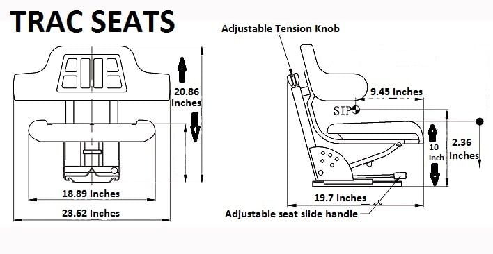 Black Trac Seats Tractor Suspension Seat Fits John Deere 2040 2040S 2120 2130