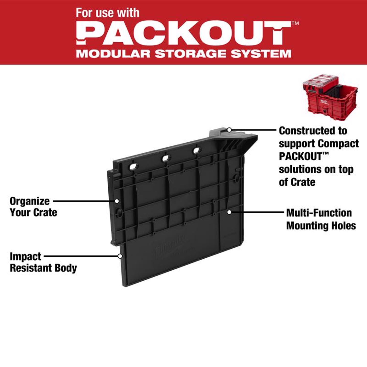 MW Packout 3.7 in. W X 9.2 in. H Crate Divider Impact-Resistant Poly Black