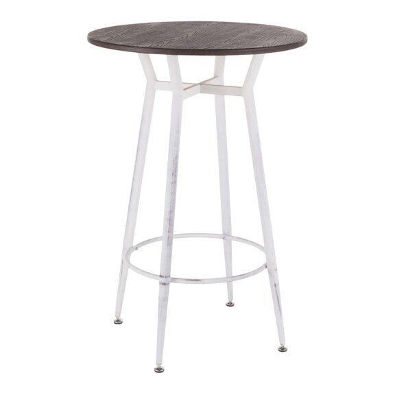 Clara Industrial Round Bar Table in Vintage White ...