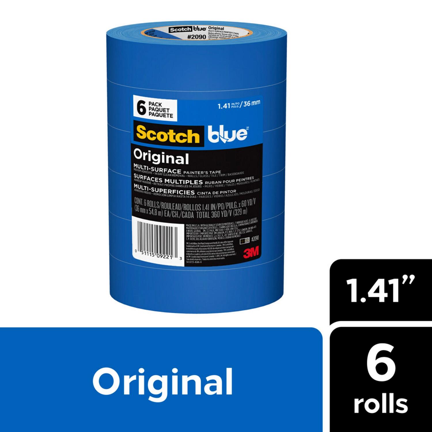 ScotchBlue 1.41 in. W X 60 yd L Blue Medium Strength Original Painter\u0027s Tape 6 pk