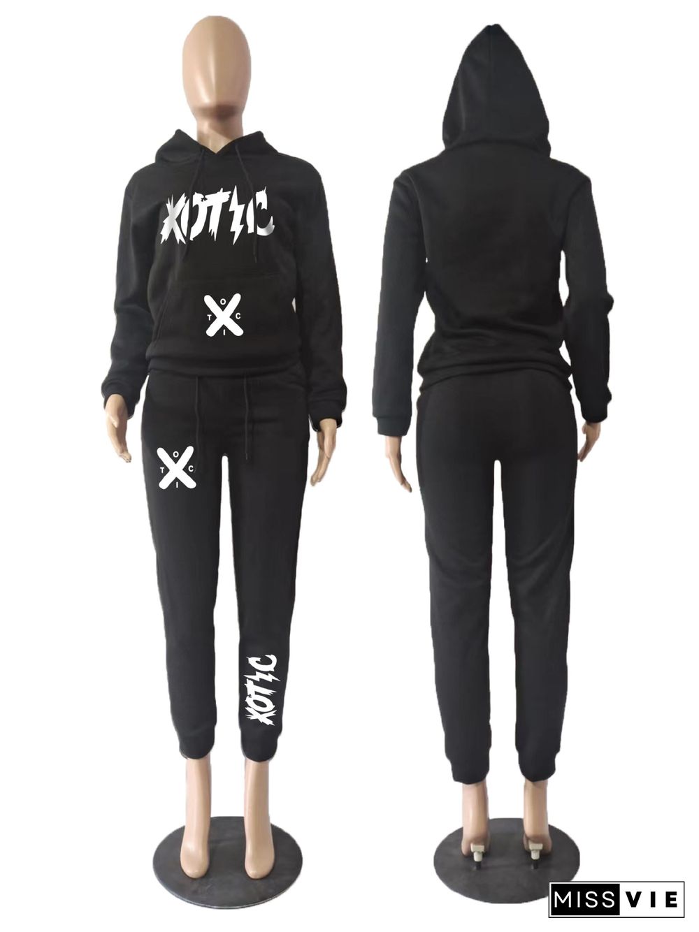 Hooded Sweatshirt+Drawstring Pants 2 Pieces Sets