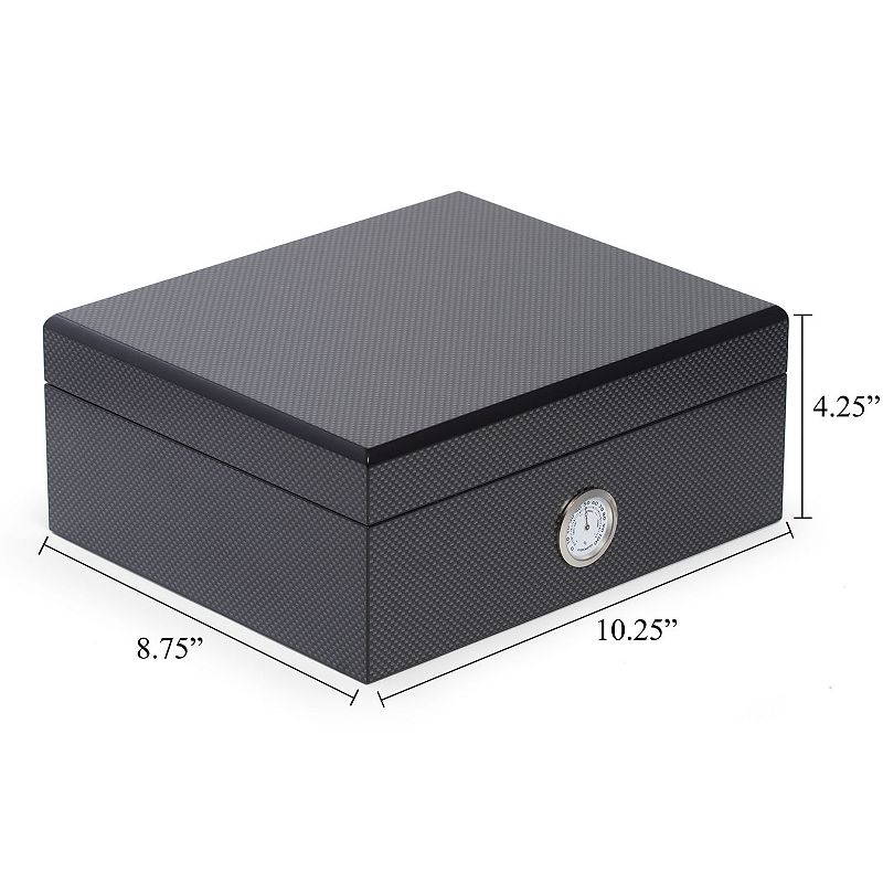 Bey-Berk 6-Piece Carbon Fiber Design Humidor Set