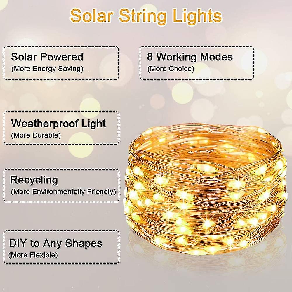 Solar Fairy Lights Waterproof Led Outdoor Waterproof Ip64 String Lights 8 Modes Extraordinary