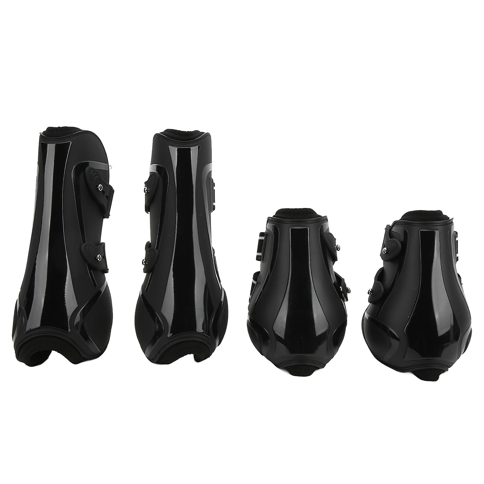 4pcs Horse Leg Protector Pu Shell Breathable Front Hind Horse Leg Boots For Any Weather Conditionsblack M