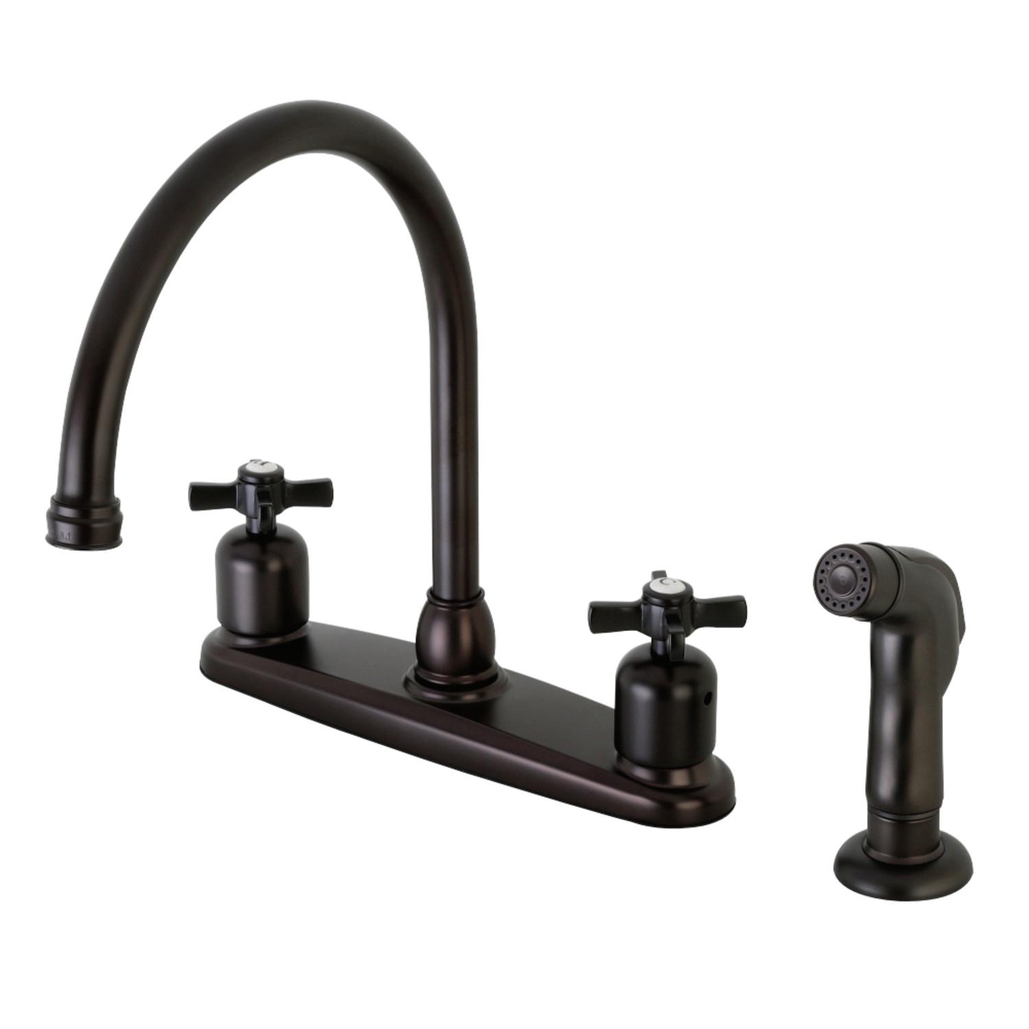 Kingston Brass FB795ZXSP Millennium 8-Inch Centerset Kitchen Faucet with Sprayer， Oil Rubbed Bronze