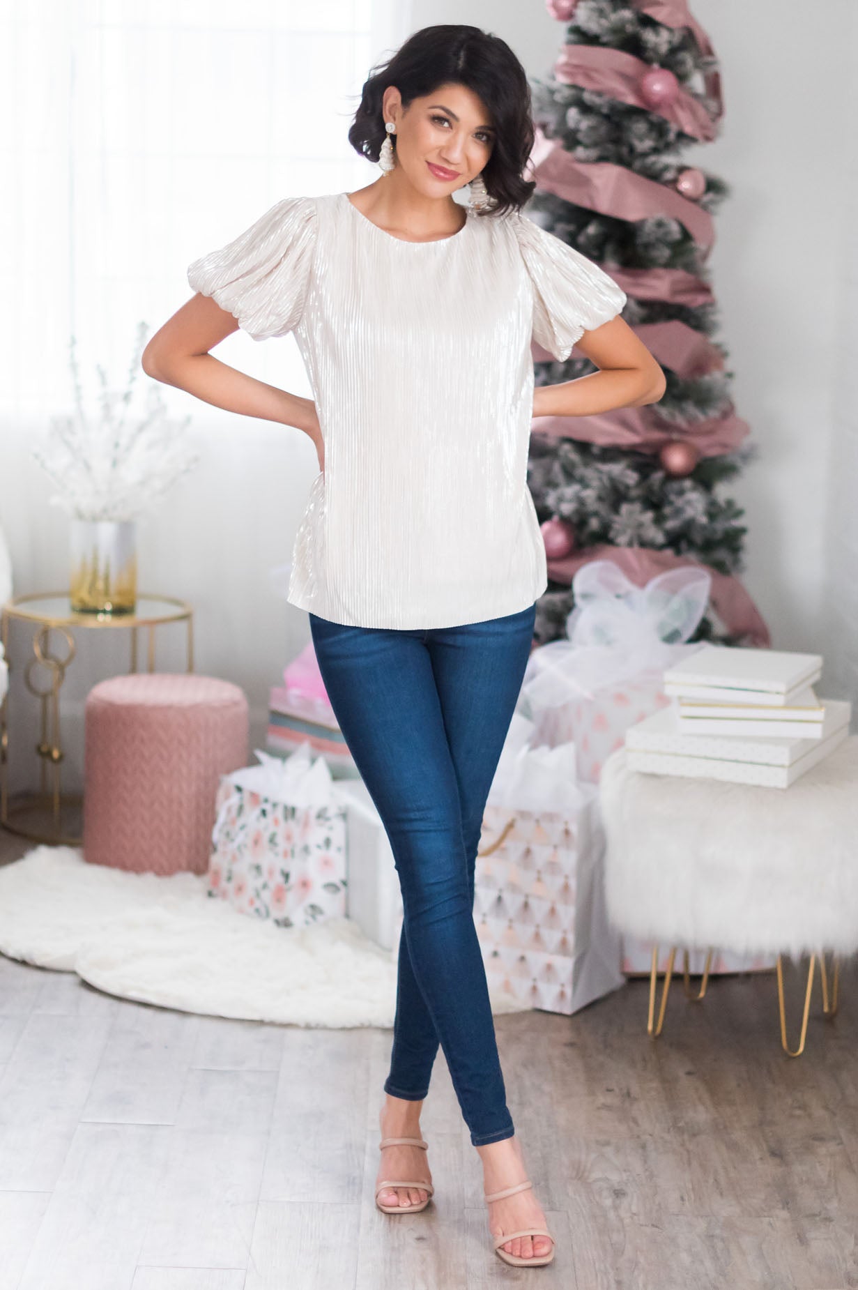 Peace on Earth Modest Metallic Top