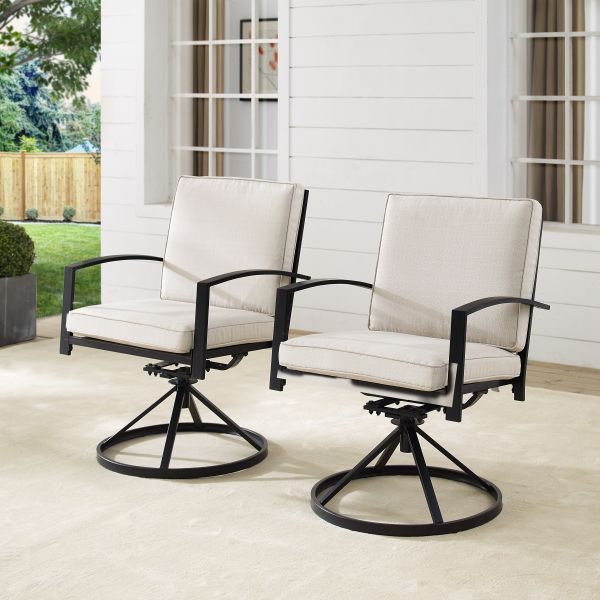 Kaplan 2Pc Outdoor Metal Dining Swivel Chair Set