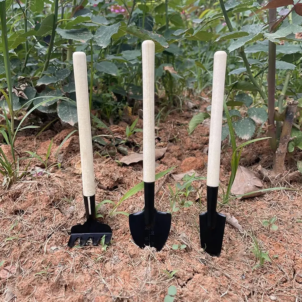 Mini Gardening Potting Tools Wooden Handle Shovel Rake Multifunctional Household Plant Tools Set