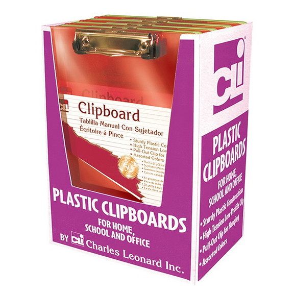 Charles Leonard CHL89770CD Clipboard Plastic Asrtd...