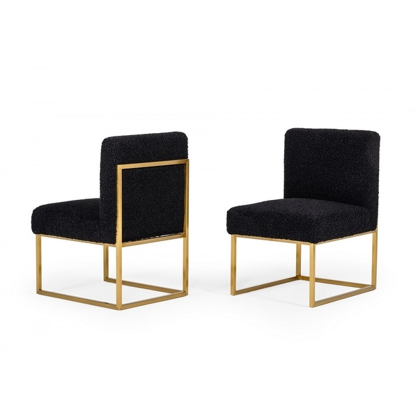 Modrest Garvin Glam Black and Gold Fabric Accent Chair (Set of 2)