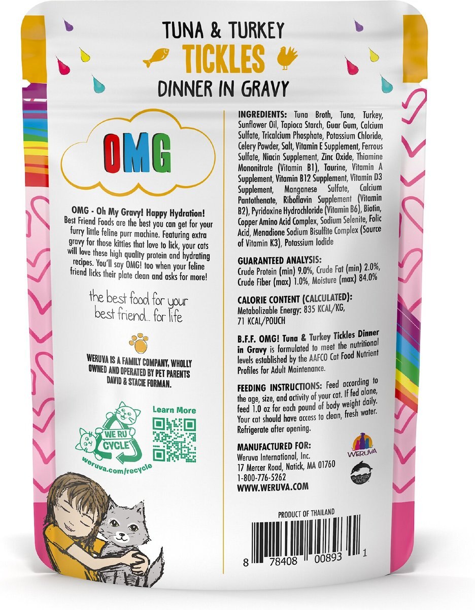 BFF Tuna and Turkey Tickles Dinner in Gravy Wet Cat Food Pouches