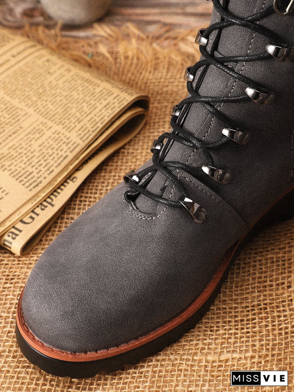 Retro Suede Zipper Martin Combat Boots