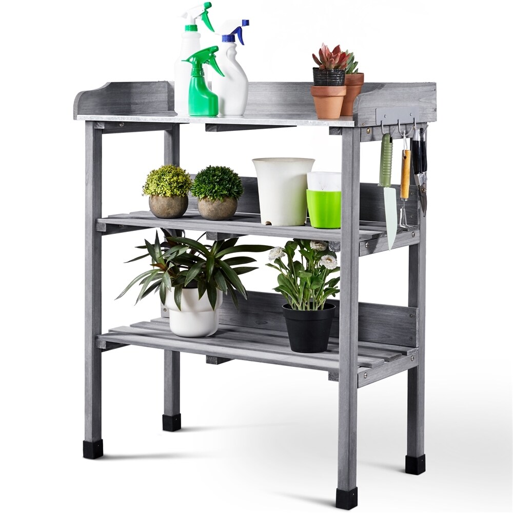 Yaheetech Outdoor Potting Bench Table Station with Storage Shelf