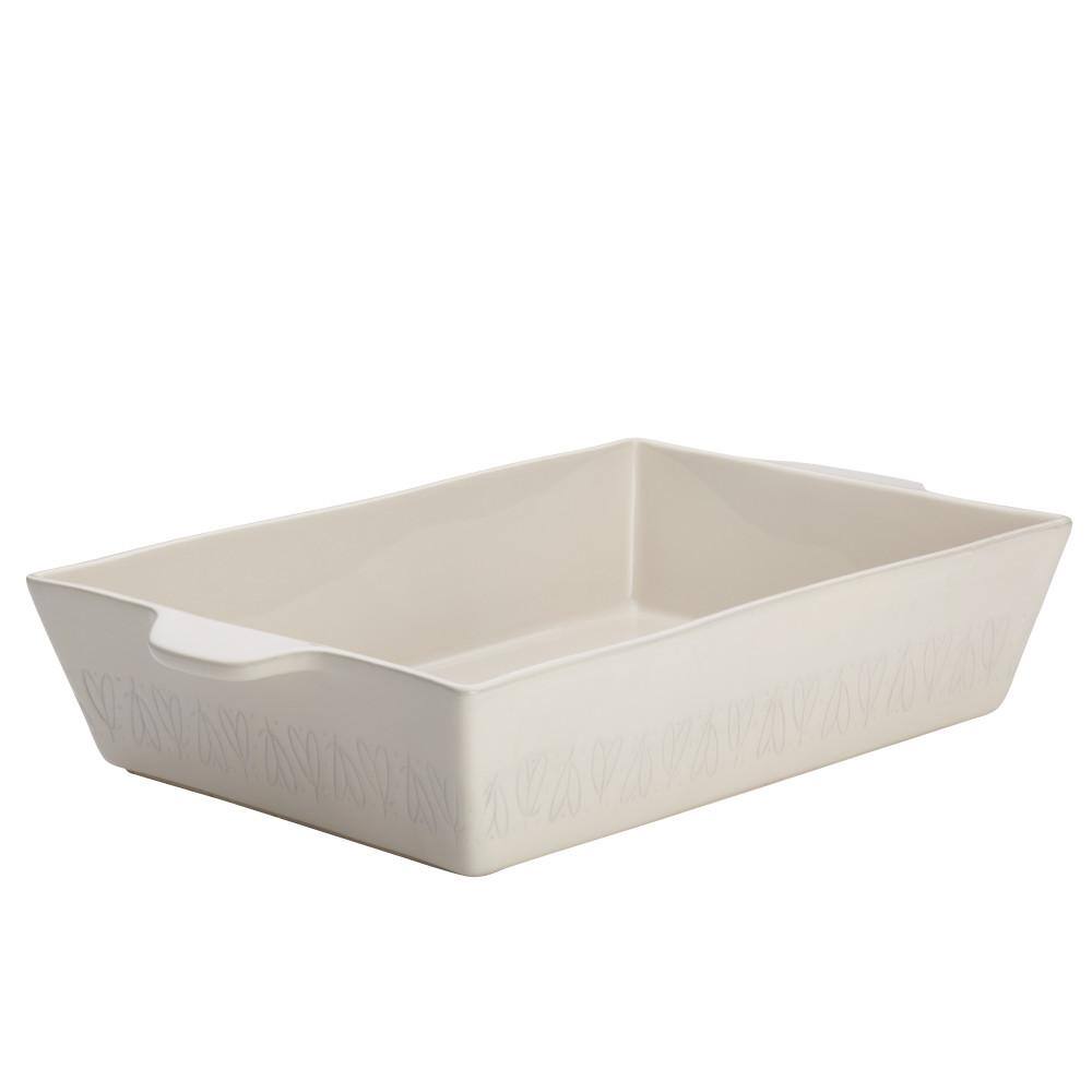 Ayesha Curry Home Collection 9 in. x 13 in. French Vanilla Ceramic Rectangular Baker 46942