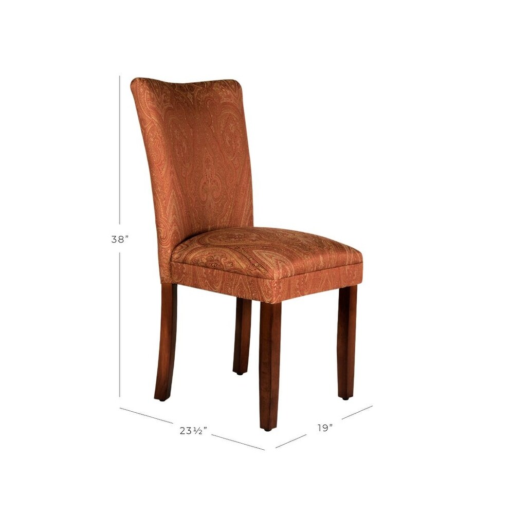 HomePop Parsons Red/Gold Damask Dining Chair