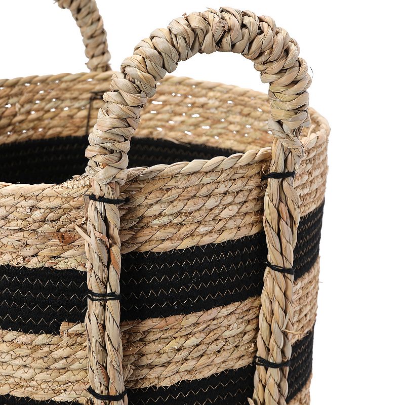 Household Essentials Braided Grass Handle and Cotton Rope Basket