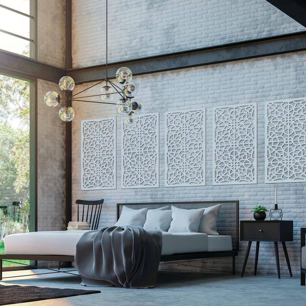 Barrette Outdoor Living 2 ft. x 4 ft. Fretwork White Polypropylene Decorative Screen Panel 73004785