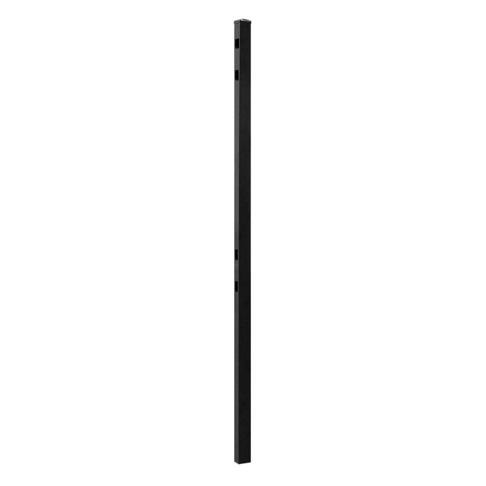 Barrette Outdoor Living Natural Reflections 2 in. x 2 in. x 8-78 ft. Black Standard-Duty Aluminum Fence Line Post 73002402