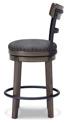 Signature Design by Ashley Caitbrook 24 Farmhouse Counter Height Upholstered Swivel Barstool， Gray