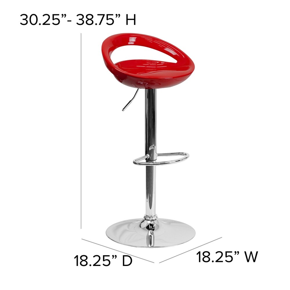 Plastic Rounded Cutout Back Adjustable Height Bar Stool   18.25\