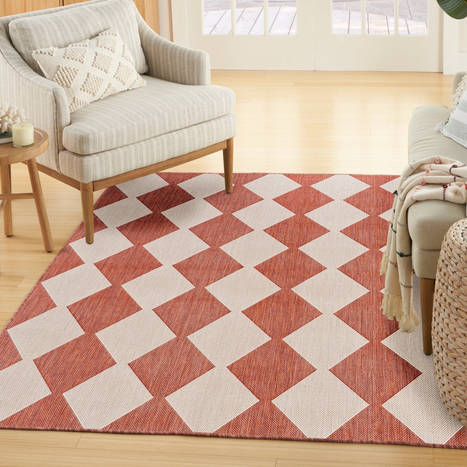 Positano Indoor/Outdoor Terracotta Geometric Rug