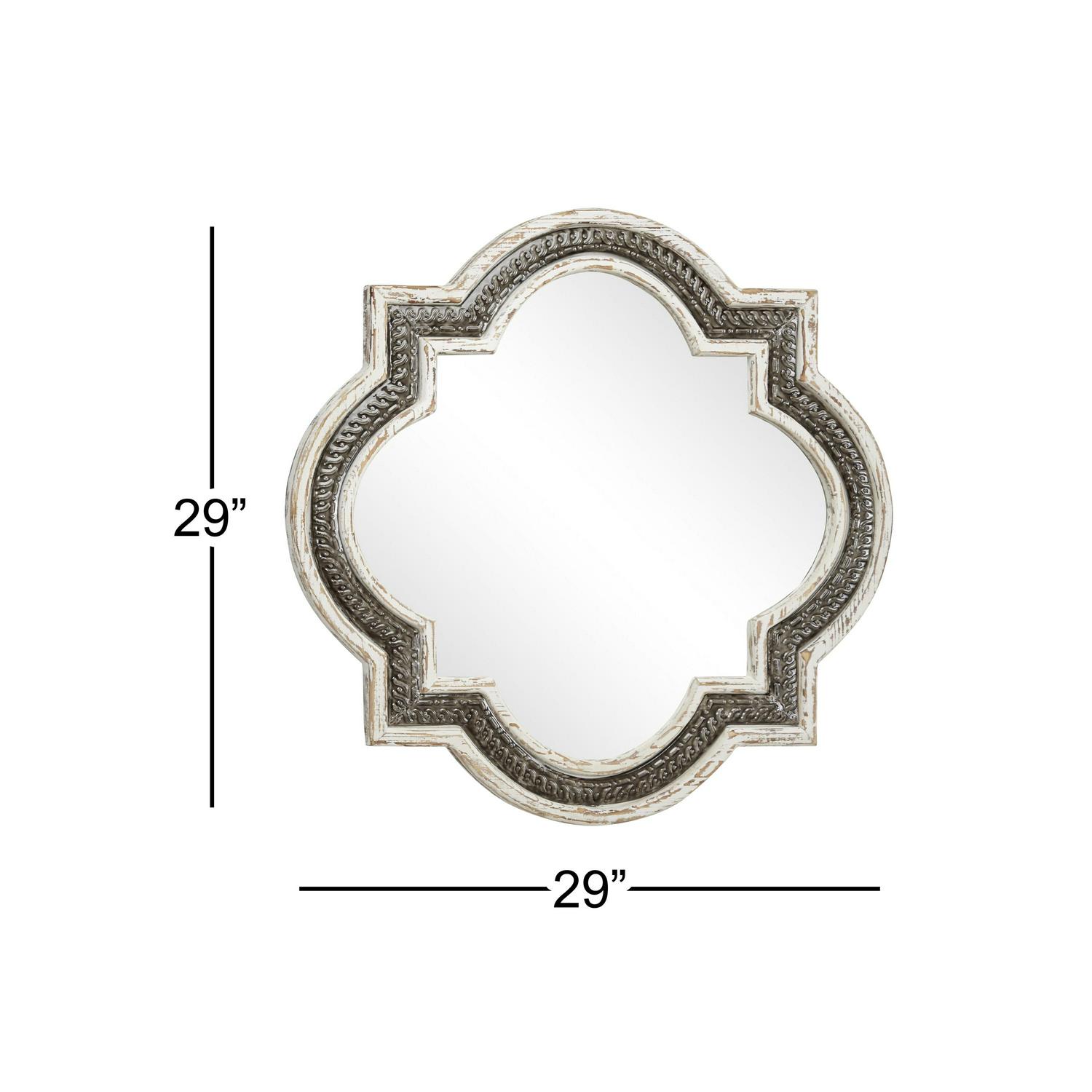 DecMode 30  x 30  White Quatrefoil Wall Mirror  Crowdfused