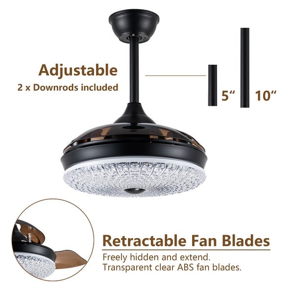 Oaks Aura 42in LED Glam Crystal Ceiling Fan Crystal 3 Color-Changing Fandelier with  Remote Control Shopping - The Best Deals on Ceiling Fans | 40075304