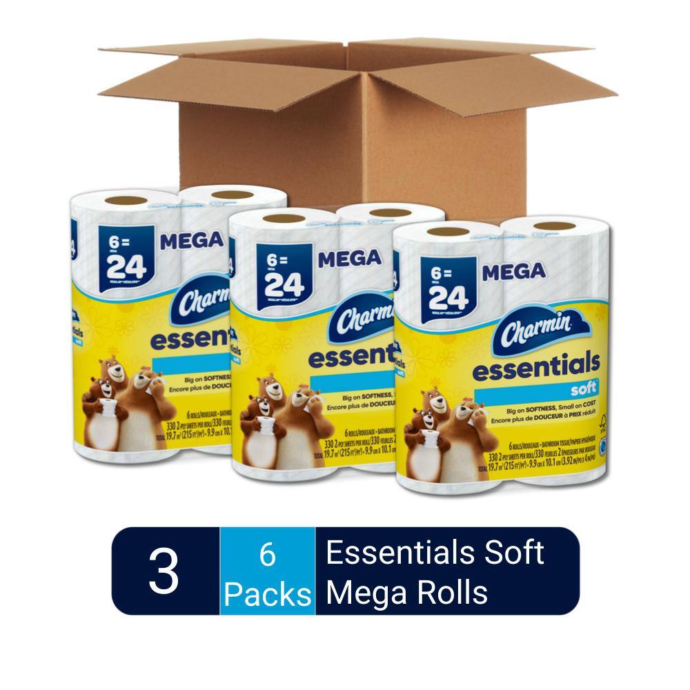 Charmin Essentials Soft Toilet Paper Rolls (6 Mega Rolls Case of 3) 003077204537