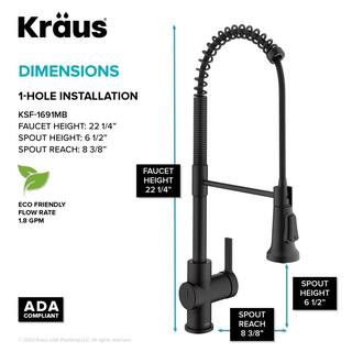 KRAUS Britt Touchless Sensor Commercial Pull-Down Single Handle Kitchen Faucet in Matte Black KSF-1691MB