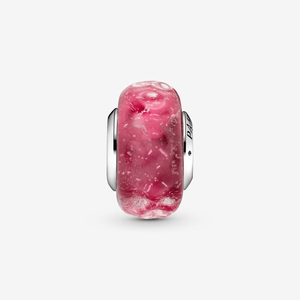 PANDORA  Wavy Fancy Pink Murano Glass Charm