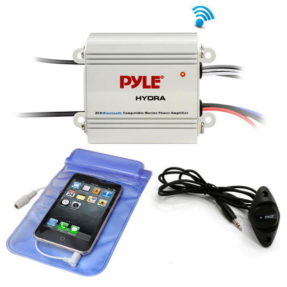 Pyle PLMRMB2CW 2 x 300W Marine Grade Amplifier Kit...