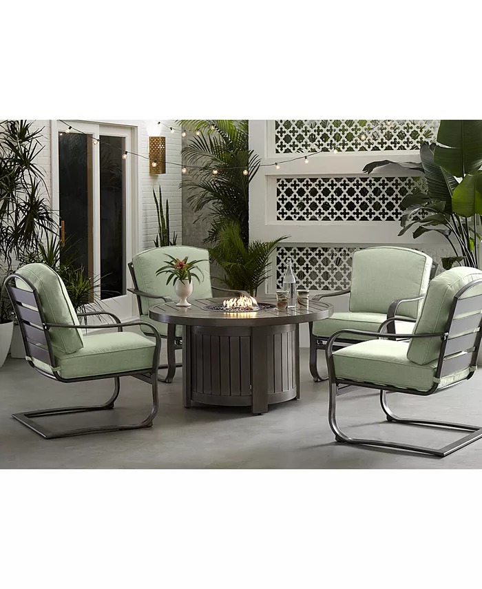 Agio CLOSEOUT! Tara 5-Pc. Round Fire Pit Chat Set (1 Fire Pit and 4 C-Spring Chairs)