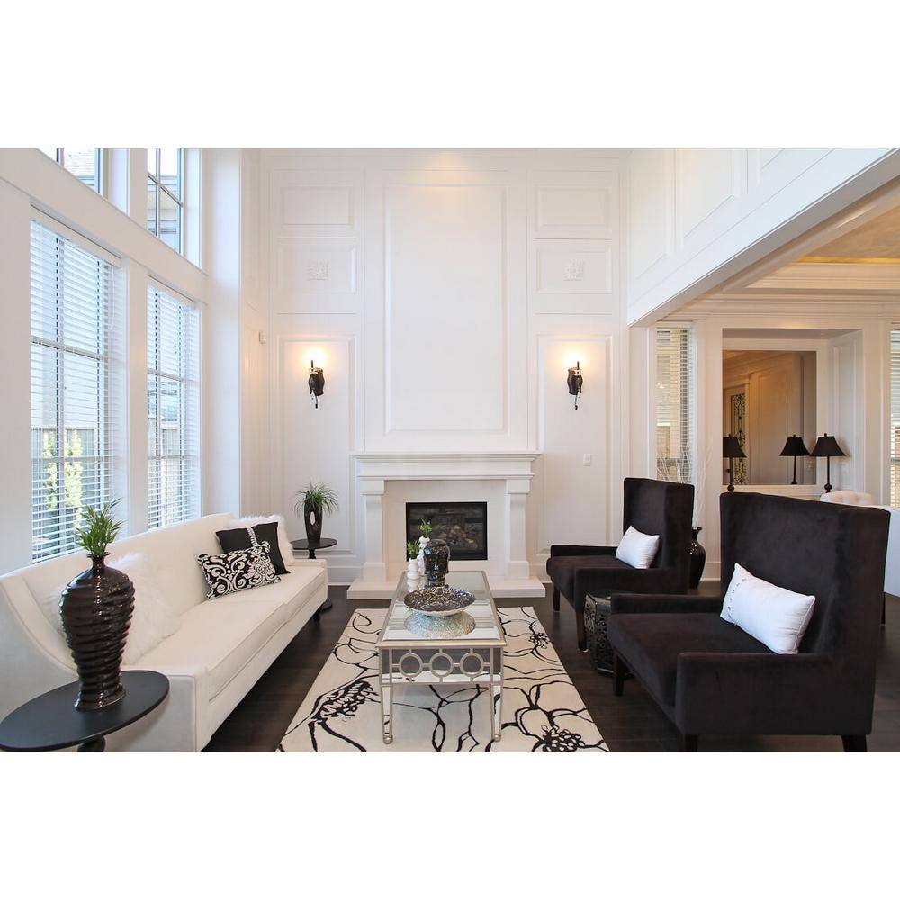 Dynasty Fireplaces Dynasty Lyon 66 in. x 53-18 in. Natural White Limestone Mantel in Honed Finishing LYON66WLH