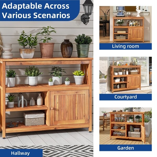 Moasis Outdoor Side Table Sideboard Acacia Wood Storage Cabinet